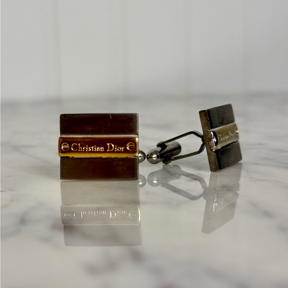 Dior Two-Tone Gold and Silver Cufflinks